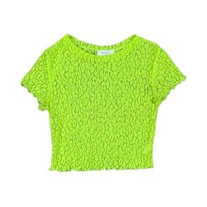 Better Be Lime Green Animal Print Mesh Crop Top